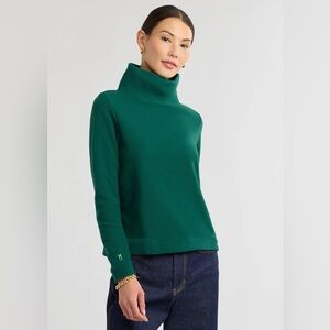 Dudley Stephens Vello Fleece Park Slope Turtleneck Green Long Sleeve Pullover